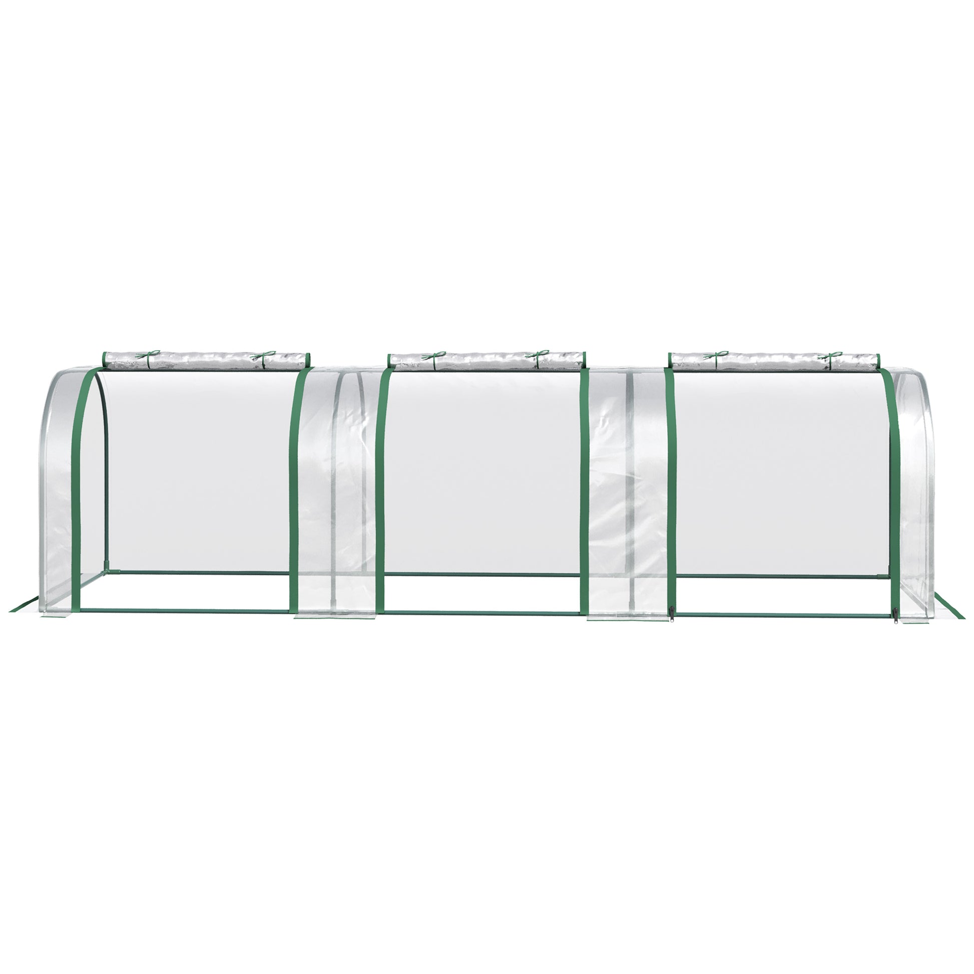 Outsunny 10' X 3' X 2.5' Mini Greenhouse, Portable Tunnel Green House With Roll Up Zippered Doors, Uv Waterproof Cover, Steel Frame, Clear Clear Pvc