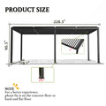 8640E Louver Pergola 10X19Ft Aluminum Frame & Steel Louvers Black Aluminum