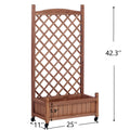 Raised Garden Bed With Trellis 2 Pack, Outdoor Wooden Planter Box & Plant Stand With Climbing Racks Brown Solid Wood