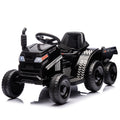 12V Kids Ride On Electric Tractor Black Knight,Kids Ride On Toy.2Wd,Non Skid Tires, Steering Wheel, Foot Pedal,With Removable Storage Tug,Light,Bluetooth,Music,Mp3,Usb,Power Display For Kids Aged 3 . Black 50 99 Lbs Polypropylene