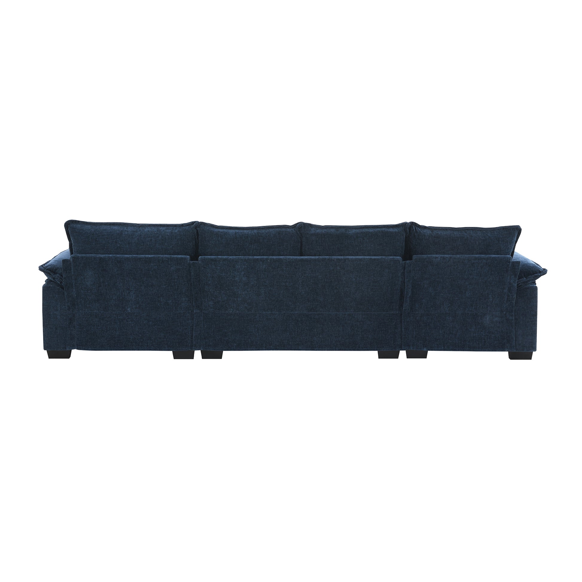 118*55" Modern L Shaped Chenille Cloud Sofa With Double Seat Cushions,5 Seat Upholstered Indoor Furniture,Sleeper Sofa Couch With Chaise Lounge For Living Room,Apartment,3 Colors Dark Navy Chenille 4 Seat