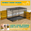 Dog Crate With Divider Panel,36 Inch Double Door Folding Metal Wire Dog Cage With Plastic Leak Proof Pan Tray, Pet Kennel For Indoor Black Iron