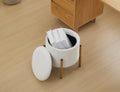 Modern Round Storage Ottoman, Ottoman Foot Stools With Metal Base, Ottoman Footstool With Removable Lid Storage Ottoman For Living Room, Bedroom, Makeup Room White White Upholstered