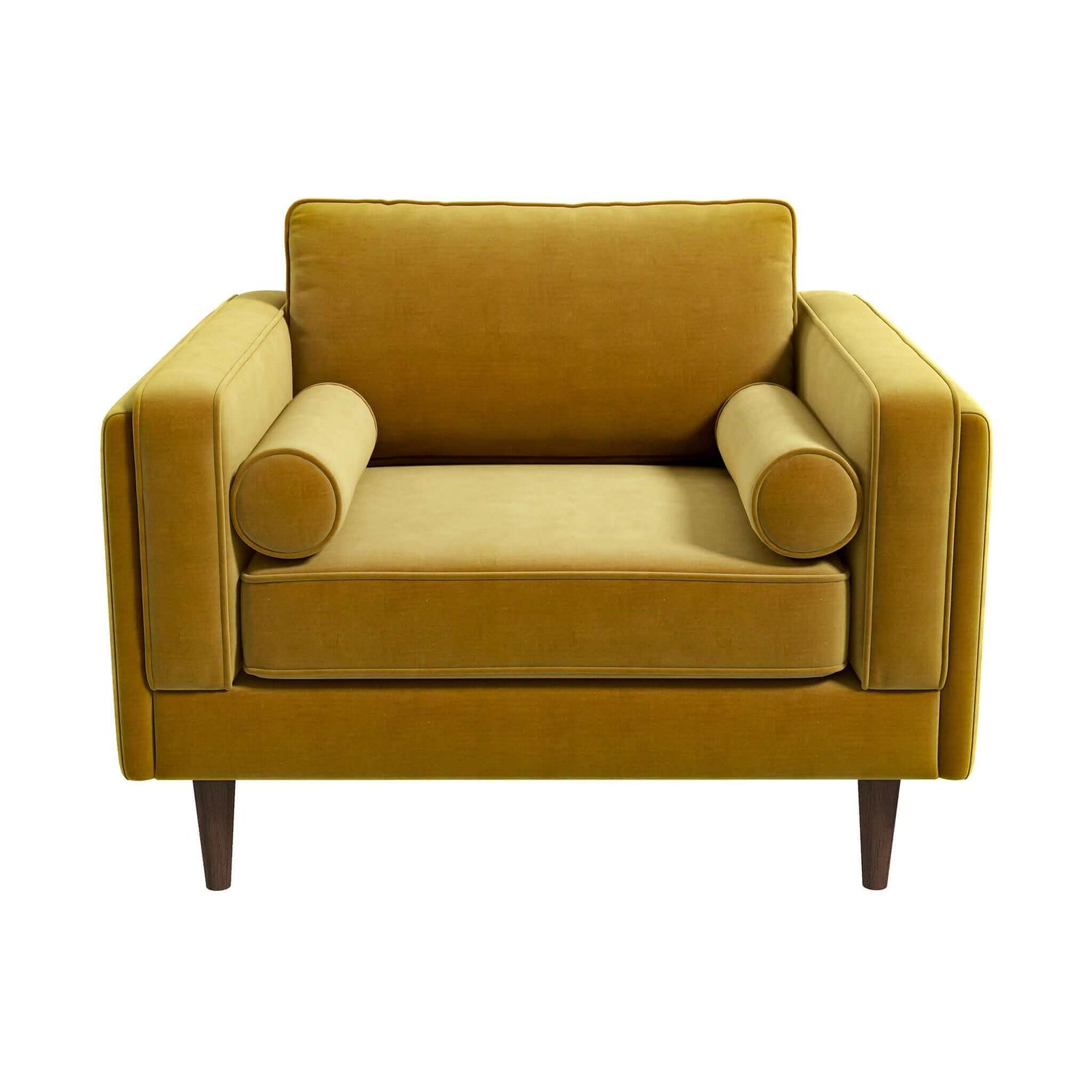 Amber Velvet Lounge Chair Yellow Leather