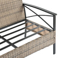 Patio Furniture, Outdoor Furniture, Seasonal Pe Wicker Furniture, Four Set Wicker Furniture With Black Metal Table Yes Brown Seats 4 Pe Rattan Iron Waterproof Fabric