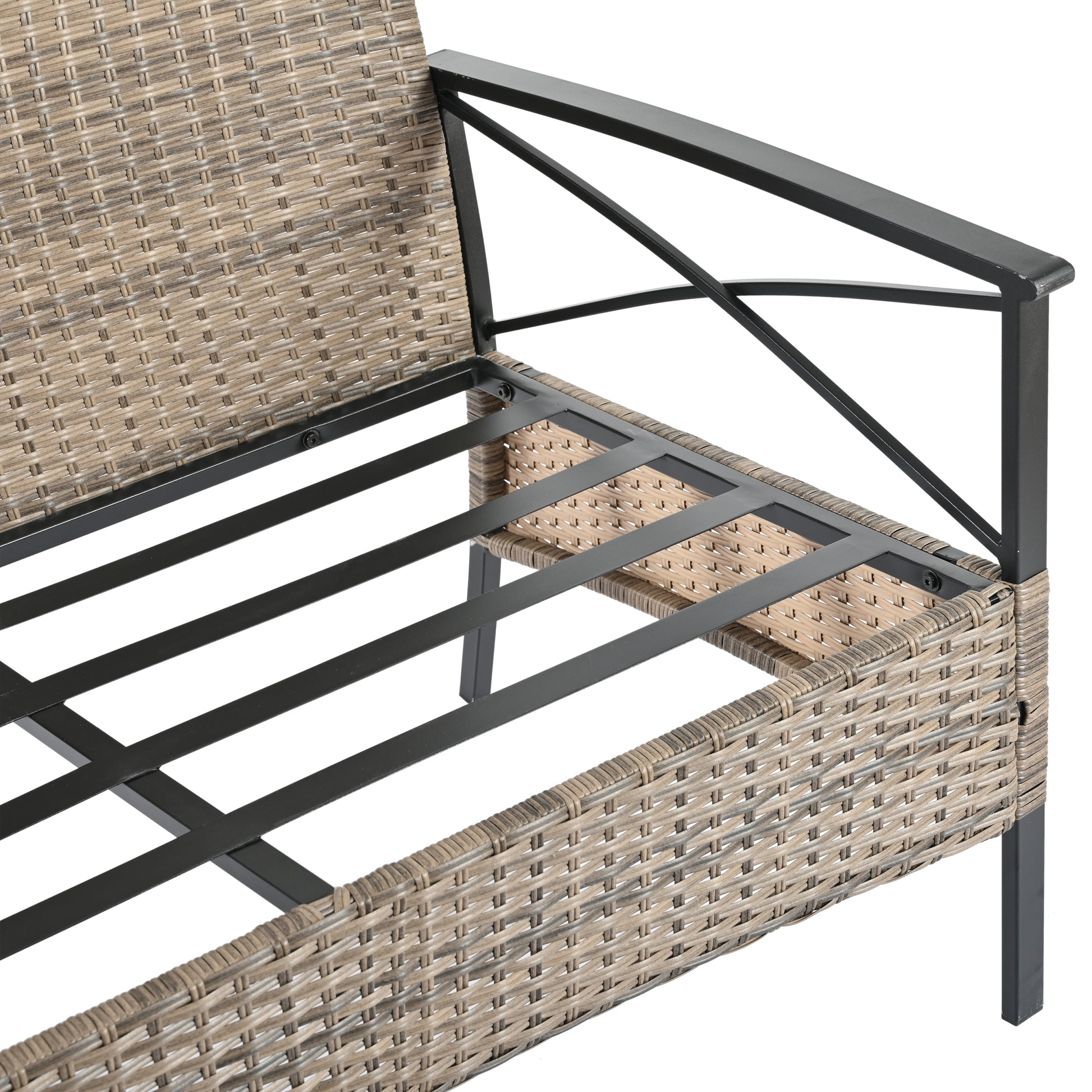 Patio Furniture, Outdoor Furniture, Seasonal Pe Wicker Furniture, Four Set Wicker Furniture With Black Metal Table Yes Brown Seats 4 Pe Rattan Iron Waterproof Fabric