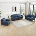 Yorkdale Leather Sofa Navy Down Filling Genuine Leather 3 Seat