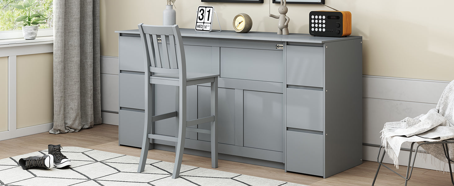 Full Size Murphy Bed With Drawers, Cabinets And Usb Ports,Gray Full Gray Mdf Lvl