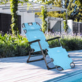 Outsunny Folding Chaise Lounge Chair For Outside, 2 In 1 Tanning Chair With Pillow & Pocket, Adjustable Pool Chair For Beach, Patio, Lawn, Deck, Blue Blue Metal