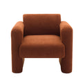 Modern Accent Chair Lambskin Sherpa Fabric Upholstered Comfy Reading Arm Chair Soft Padded Armchair With Back And Pillow For Living Room Bedroom Reception Waiting Room Office,Burnt Orange Burnt