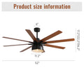 52 Inch Ceiling Fan With 6 Speed Wind 8 Dual Colors Blades Remote Control Reversible Dc Motor With Light Black Plywood