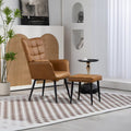 Pu Leather Accent Chair, Upholstered High Backrest Arm Chair With Solid Metal Legs, Tufted Button Design Reading Chair, Sofa Chair For Bedroom, Living Room, Office, Brown Brown Bedroom Casual Foam Pu Leather