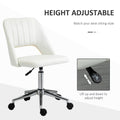 Vinsetto Modern Mid Back Office Chair With Velvet Fabric, Swivel Computer Armless Desk Chair With Hollow Back Design For Home Office, Cream White Cream White Polyester