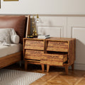 2 Set Nightstands Features Vintage Style And Bevel Design, Made Of Mdf, Mid Century Modern Nightstand, Night Stand For Bedroom Brown Mdf