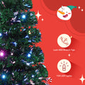 Pre Lit Optical Fiber Christmas Artificial Tree 4 Piece Set, Christmas Garland, Wreath And Set Of 2 Entrance Trees With Colorful Lights, Pvc Festival Celebration Set Green Pvc