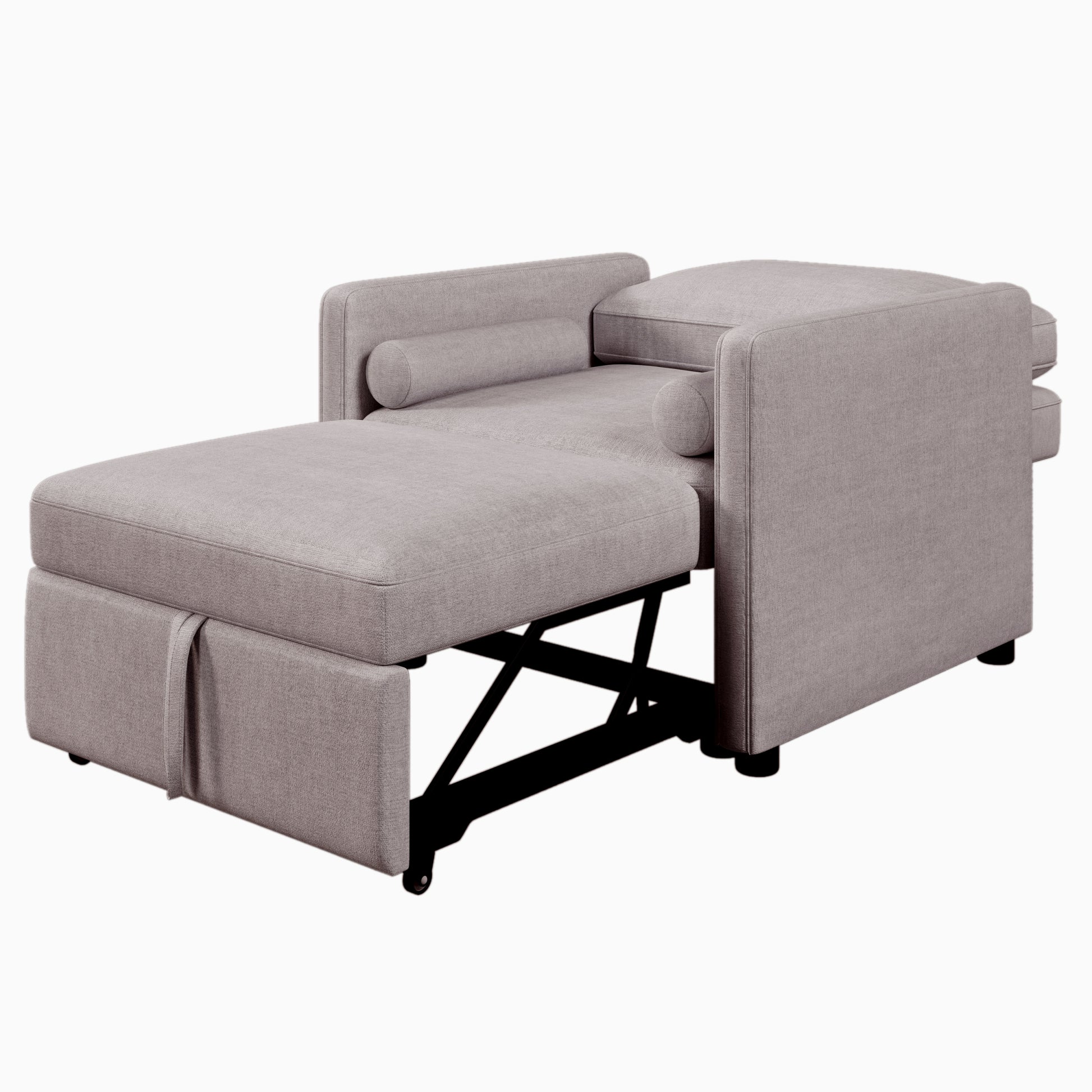 3 In 1 Convertible Sleeper Chair With Adjustable Backrest, Lounger Chair Turns Into Bed, Single Bed For Living Room, Linen, Tan Tan Linen