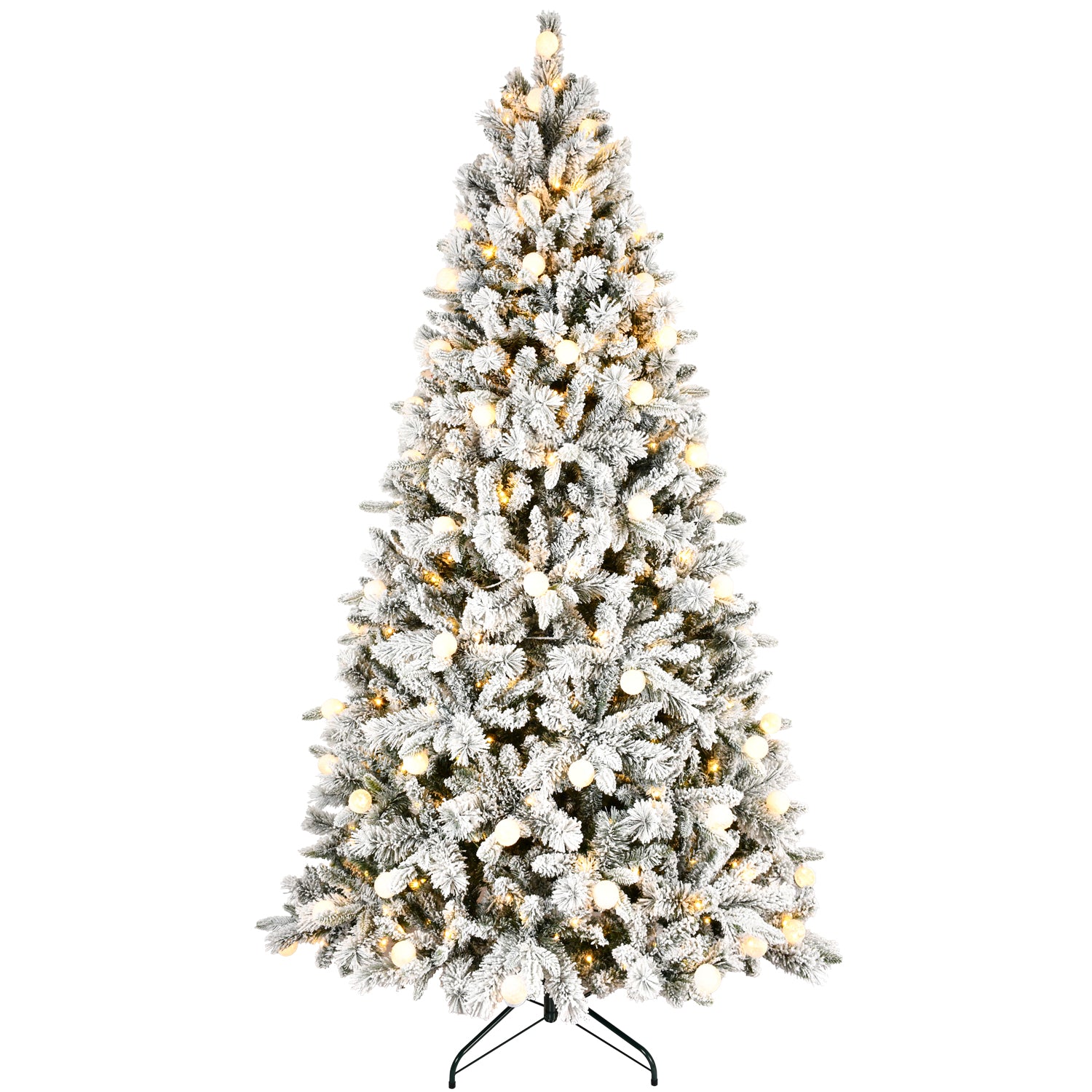 7.5Ft Pe Pvc Pine Mixed Christmas Tree With Colorful Warm Light 10 Function Led, Memory Wire & Easy Power Technology Green,White Polyethylene