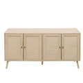 4 Door Accent Cabinet Sideboard Buffet Storage Cabinet With Adjustable Shelf For Entryway Living Room Bedroom Natural Mdf