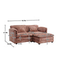 United We Win Chenille Fabric, Removable Armrests With Side Pockets, High Density Sponge Filling, Oversized Double Sofa With Footstool Pink Chenille 2 Seat