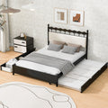 Queen Size Wooden Storage Platform Bed, With 2 Big Drawers, T Size Trundle ,Espresso Queen Espresso Plywood