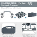 Outsunny Folding Picnic Table With Seats And Umbrella Hole, Portable Camping Chairs Set, 4 Seat, Aluminum Frame, Dark Gray Dark Grey Aluminum