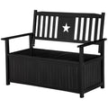 Outsunny Outdoor Storage Bench, 43 Gallon Deck Box With Armrests, Outdoor Storage Box For Patio Furniture Cushions And Garden Tools, Black Black Wood