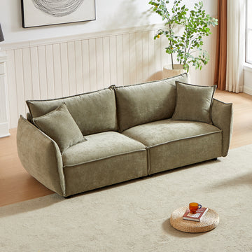 Mh88" Modern Living Room Sectional, Wide Living Room Sectional, Stylish Chenille Triple Sectional With Extra 2 Pillows, Thickly Padded Seat And Back And Armrests For Apartment, Living Room Light Green Chenille Wood Primary Living Space Pine Foam Fabric 3
