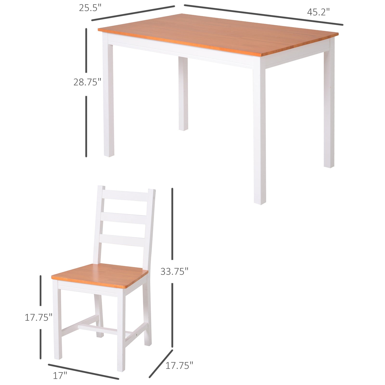 Homcom Dining Table Set For 4, 5 Piece Modern Kitchen Table And Chairs, Wood Dining Room Set For Small Spaces, Breakfast Nook, White White Wood