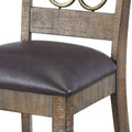 Weathered Cherry And Black Open Back Side Chairs Set Of 2 Natural Black Dining Room Foam Farmhouse Side Chair Rubberwood Open Back Set Of 2 Foam Wood Fabric