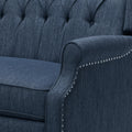 One And Half Seater Recliner Navy Blue Fabric