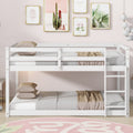 Solid Wooden, Solid Rubber Wooden Twin Over Twin Loft Bed With Ladder, With Bed Platform Of Strengthened Slats,White Twin White Rubber Wood