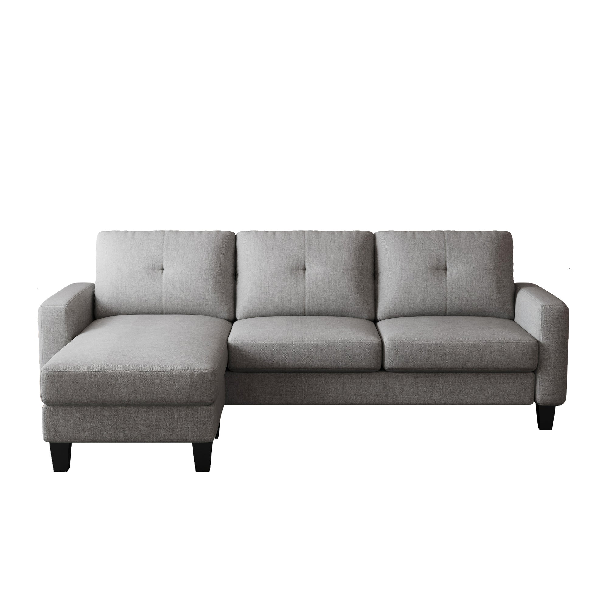 Living Room Furniture With Polyestr Fabric L Shape Couch Corner Sofa For Small Space Grey Grey Foam Polyester 3 Seat