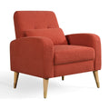 Mid Century Modern Accent Chair, Upholstered Armchair Living Room Chair, Comfy Single Sofa Chair With Metal Legs, Polyester Fabric Chair For Living Room Bedroom Red Sherpa