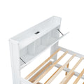 Full Size Wooden Bed With Storage Headboard With Outlets, Extendable Bed With Twin Size Trundle With Three Storage Drawers,White Expected Arrival Time:8.23 Full White Wood