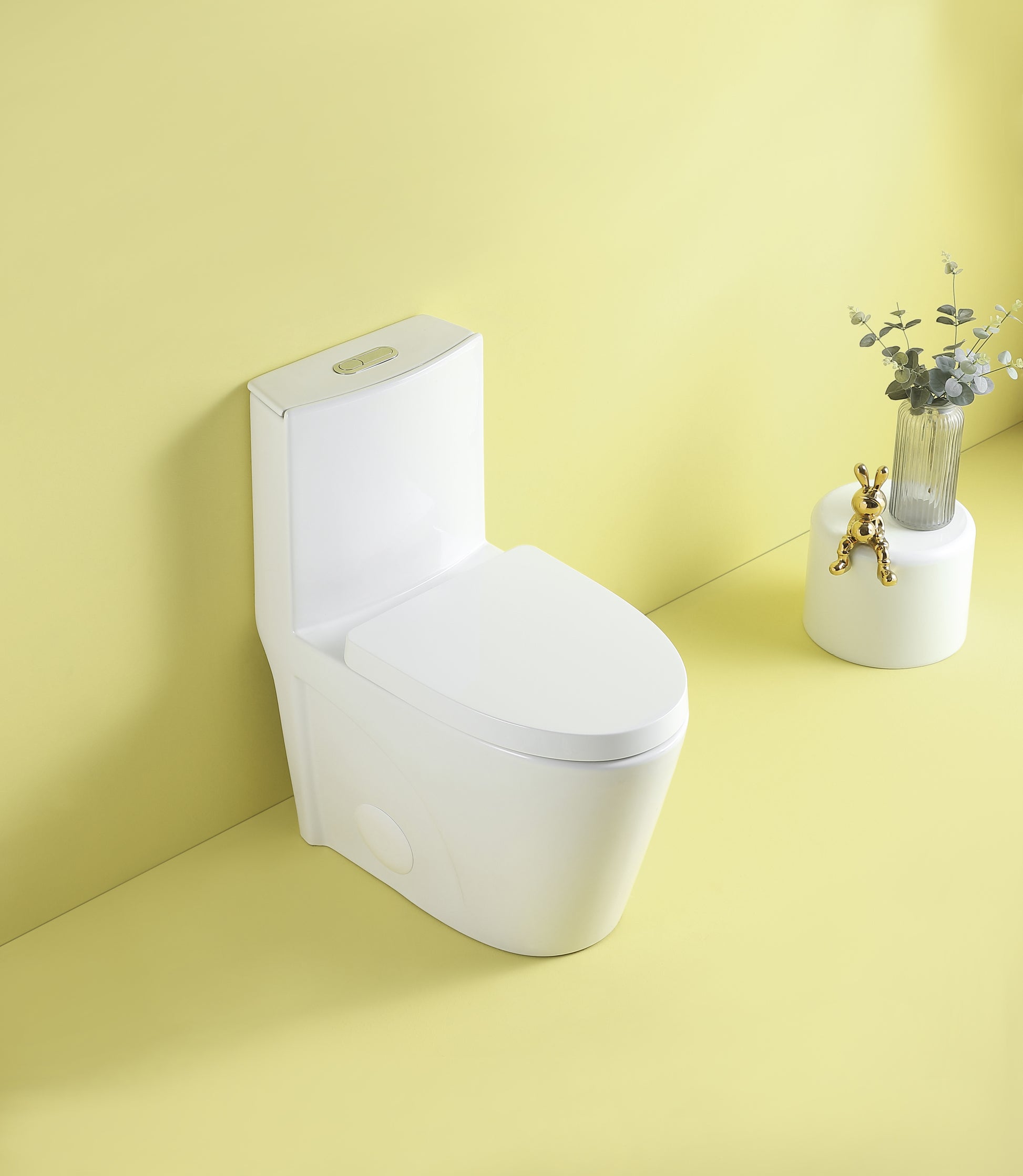 1.1 1.6 Gpf Dual Flush 1 Piece Elongated Toilet With Soft Close Seat Gloss White, Water Saving, Modern, Stylish Design 23T01 Gw 1 White Ceramic