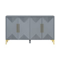 Unique Features Of A Four Door Cabinet With Two Tone Triangular Pattern Doors, Suitable For Entryway, Hallway, Living Room 3 4 Spaces Grey Primary Living Space Adjustable Shelves Artsy,Contemporary Mdf