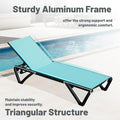 Outdoor Lounge Chair, Aluminum Plastic Patio Chaise Lounge With Side Table & 5 Position Adjustable Backrest & Wheels, All Weather Reclining Chair For Outside Beach Poolside Lawn, Lake Blue Lake Blue