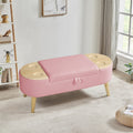 Ottoman Oval Storage Bench 3D Pile Fabric Bench With Large Storage Space For Living Room, Entryway And Bedroom Inpink Baskets White Primary Living Space Black Eucalyptus Wood Pink Step Stools & Step Ladders Cashmere Floral Contemporary Cubby Wool Fleece