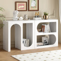 Modular Entryway Console Table With Rectangular Exterior And Curved Interior Design For Customizable Arrangements,Suitable For Study,Entrance And Living Room White Primary Living Space American