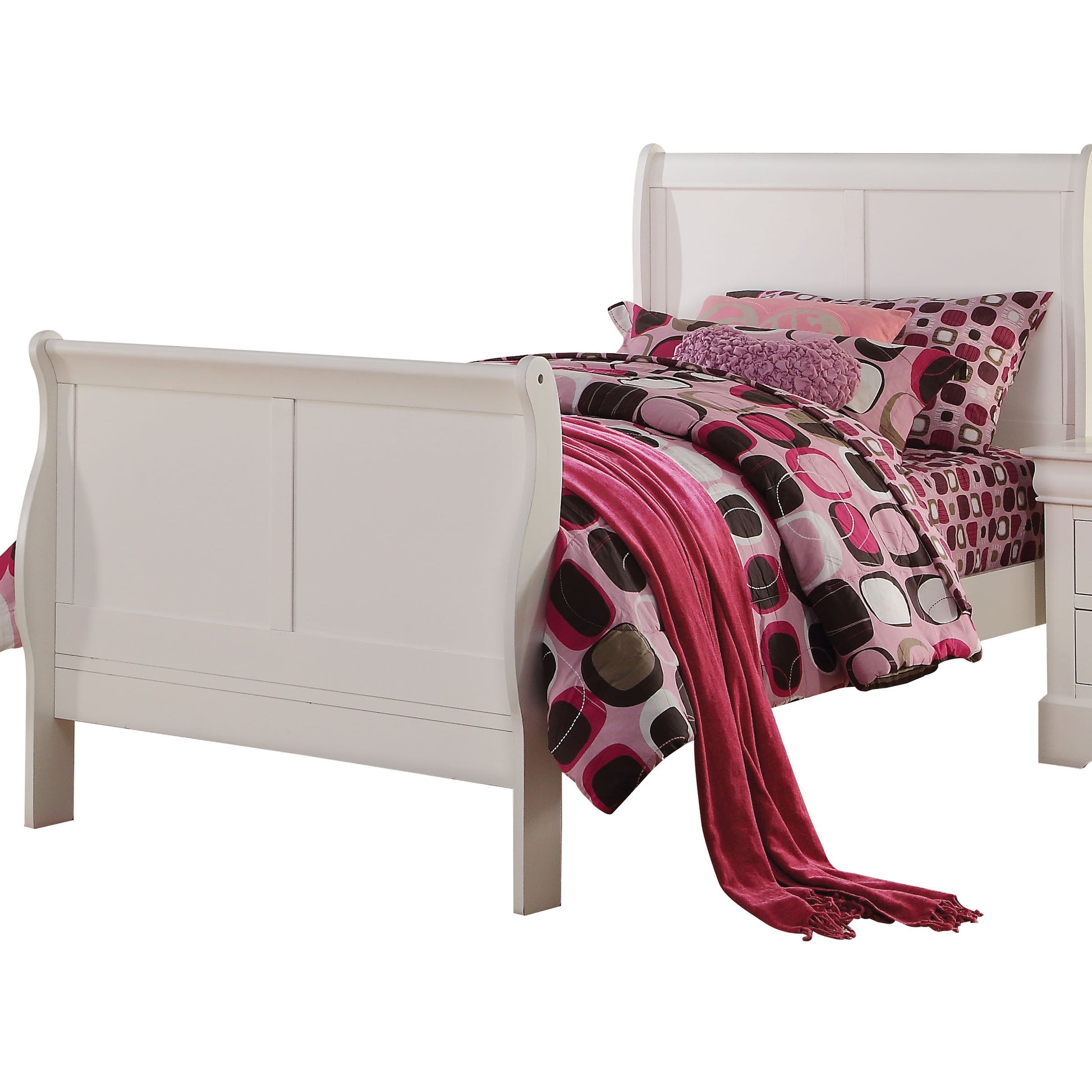 White Twin Sleigh Bed Box Spring Required Twin White Wood White Traditional Sleigh Wood