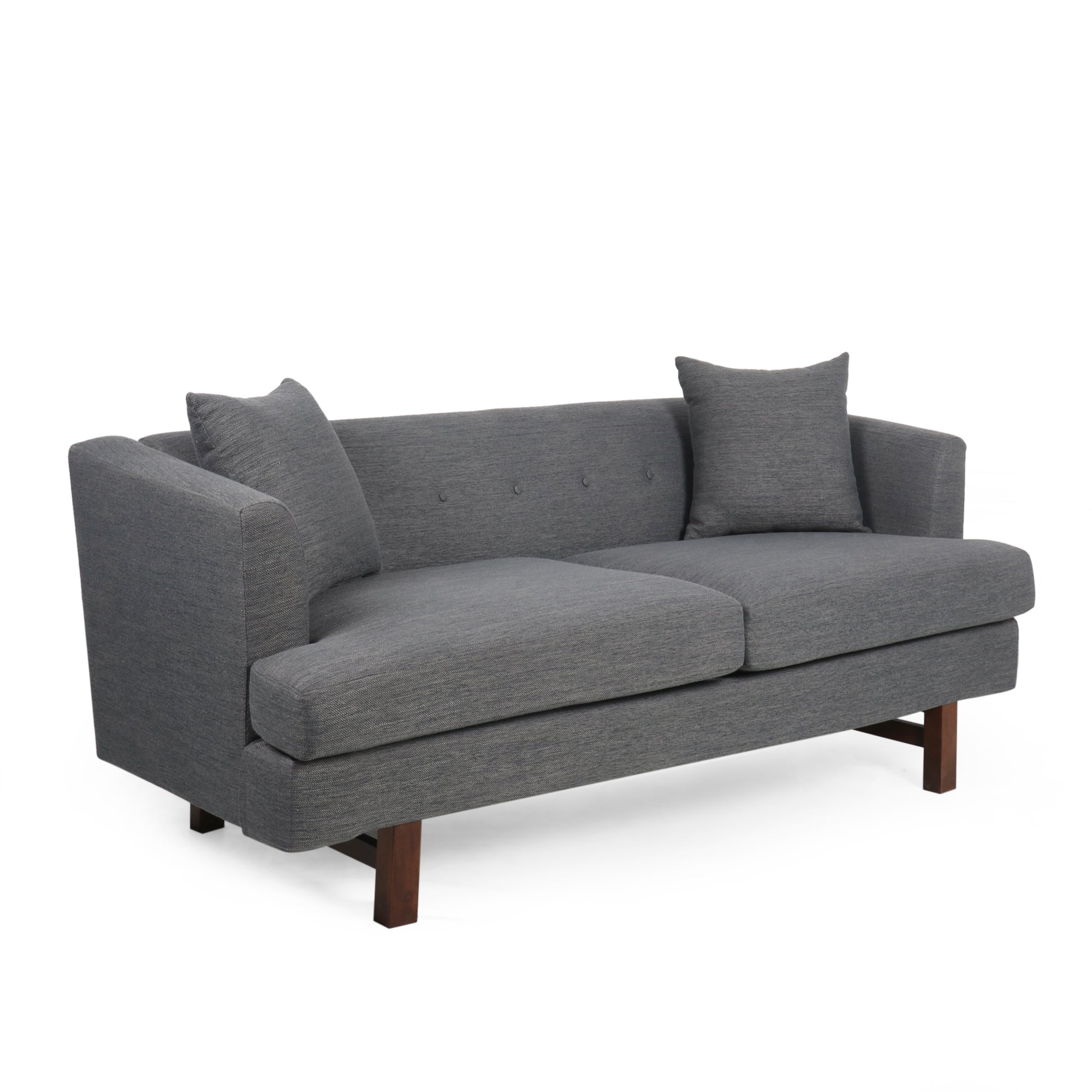 Mirod Comfy 3 Seat Sofa With Wooden Legs, For Living Room And Study Charcoal Fabric 3 Seat