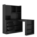 L Shaped Desk,Computer Desk With Drawers,Bookshelf & Hutch,With Led Light,Modern Corner Desk,Home Office Desk,L Shaped Study Table Writing Desk,Corner Gaming Computer Desk With Storage Black Mdf