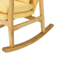 Elegant Solid Wood Rocking Chair With Yellow Linen Cushion Yellow Fabric