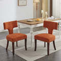 Mid Century Modern Dining Chairs Set Of 2, Farmhouse Linen Fabric Upholstered Accent Chair Curved Backrest With Copper Nails Around,Kitchen Chairs With Hardwood Frame, Orange Orange Classic Set Of 2 Foam Upholstered
