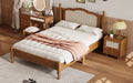 Full Size Wooden Platform Bed With Natural Rattan Headboard, Vintage Bed Frame With Wooden Slat Support, Walnut Expected Arrival Time: 08.23 Box Spring Not Required Full Walnut Wood