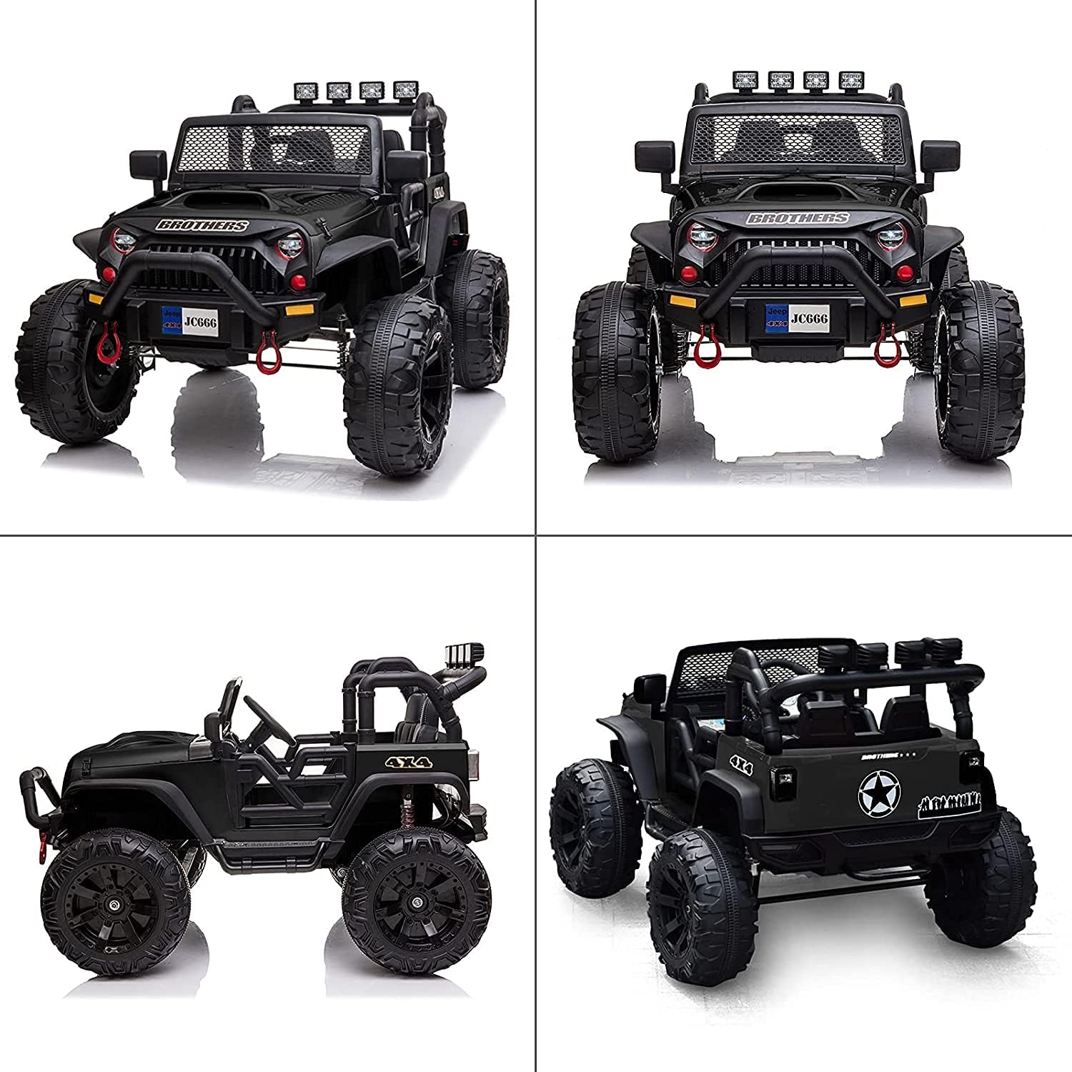 24V Ride On Car Truck With Remote Control, 2 Seater Kids Electric Car, Spring Suspension, 9Ah Battery Powered, 3 Speeds, Double Doors, Music Player Black 50 99 Lbs 5 To 8 Years Abs Rubber Steel Q235