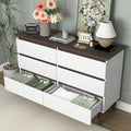 6 Drawer Double Dresser With Wide Drawers,White Dresser For Bedroom, Wood Storage Chest Of Drawers For Living Room Hallway Entryway, 47.2'' W X 15.74'' D X 30 .7''H White Particle Board