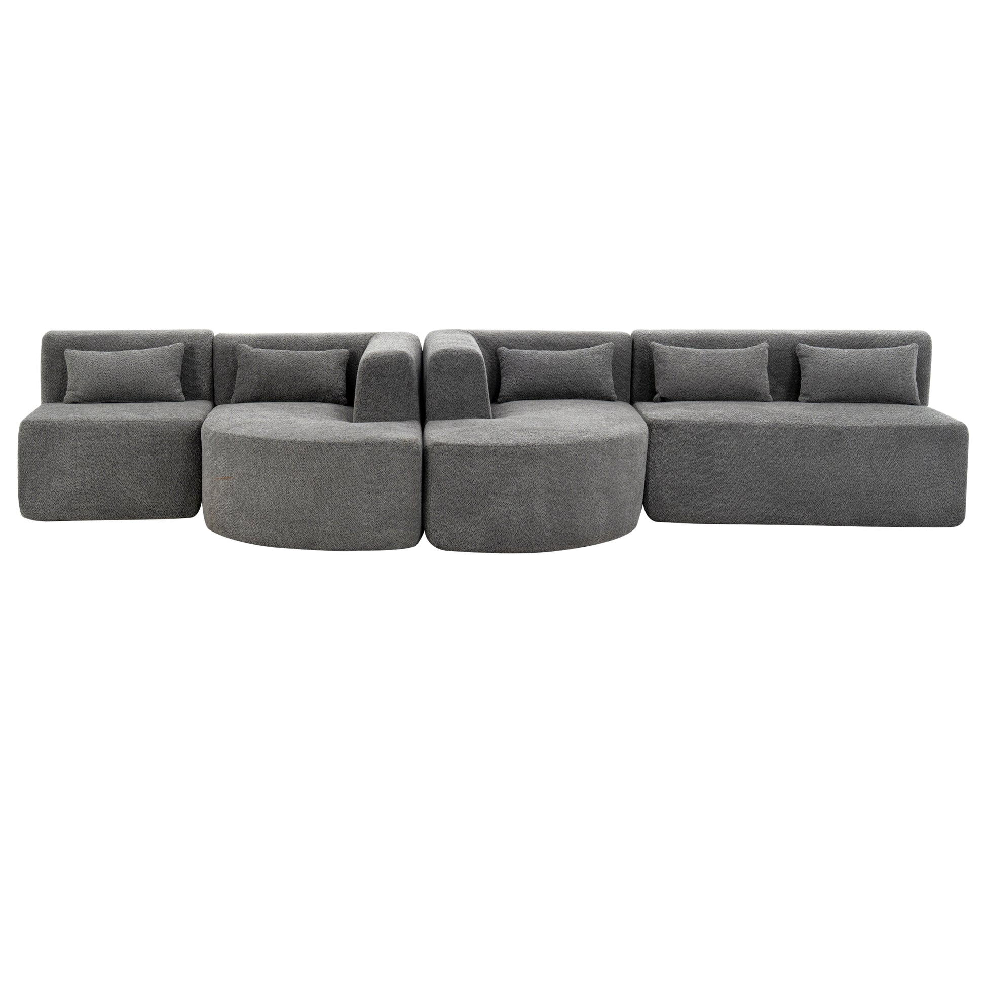 143.7" Upholstered Sofa Free Combined Sofa Couch With Two Chaise Lounge And Five Back Pillows For Living Room, Light Gray Light Gray Foam Polyester 5 Seat