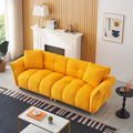 93.70 Inches Long, Teddy Sofa Fabric,With Two Matching Pillows And Three Spacious And Comfortable Seats, For Apartment Office Living Room Yellow Yellow Teddy 3 Seat