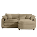 Corduroy Two Seater Sofa With 1 Footrest, L Shaped 2 Seater Sofa With Ottoman For Small Living Spaces, Tan Corduroy Sofa Tan Corduroy 2 Seat